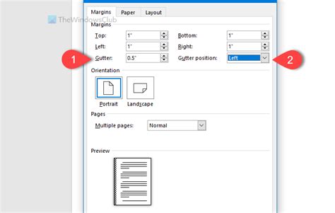 How to change default Gutter Margin size and position in Word > BENISNOUS