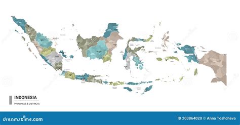 Indonesia Higt Detailed Map with Subdivisions. Administrative Map of Indonesia with Districts ...