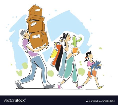 Family moving home concept vector image on VectorStock | Simpsons art, Moving home, House ...