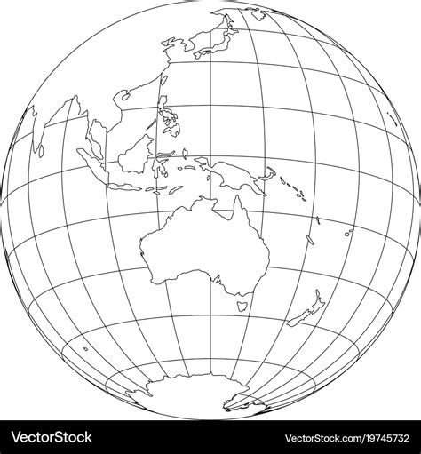 Outline earth globe with map of world focused Vector Image