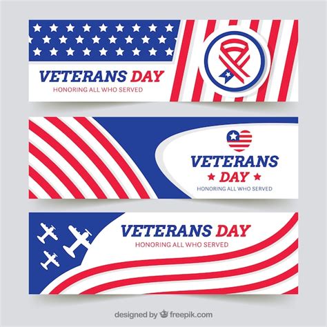 Free Vector | Three veterans day banners