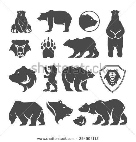 Vintage bear mascot, emblems, symbols, icons set. Can be used for T ...