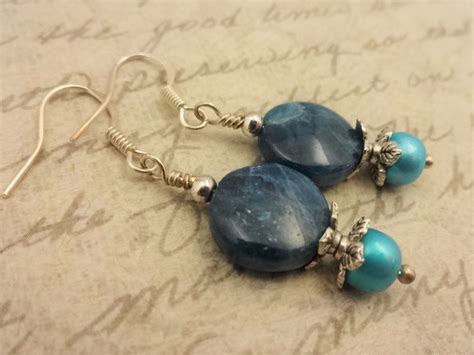 Apatite Gemstone Earrings, Blue Apatite Stone Earrings, Blue Gemstone ...