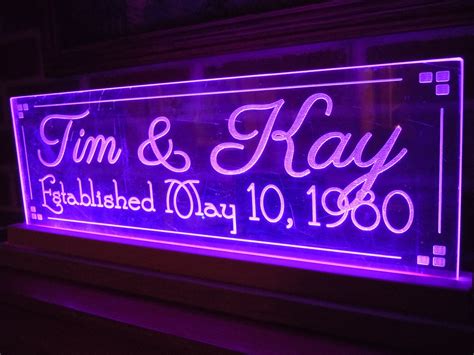 LED Lighted Acrylic Sign Wedding Gift Personalized Anniversary