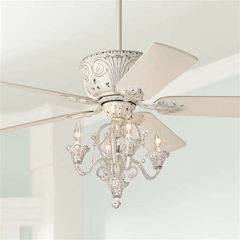 52" Shabby Chic Ceiling Fan with Light LED Dimmable Chandelier White for Bedroom | eBay
