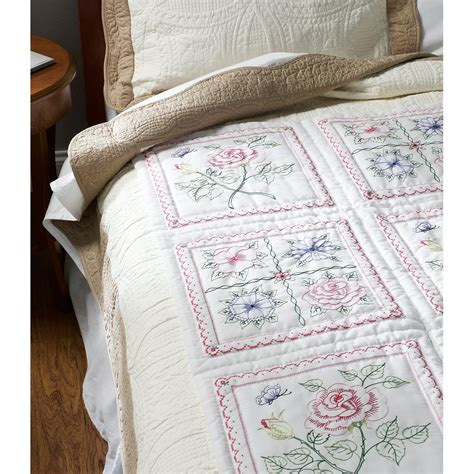 Bucilla Stamped Embroidery Quilt Blocks 15"X15" 6/Pkg-Floral - Walmart.com - Walmart.com