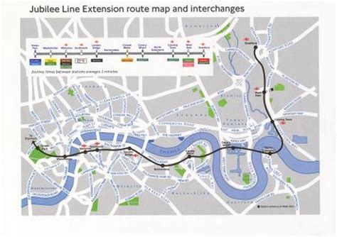 Jubilee Line extension route map and interchanges, 1997 | London Transport Museum