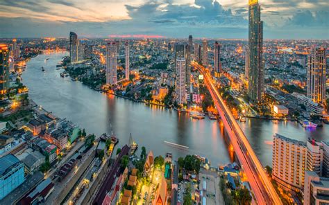 Download Light Building Night Cityscape City Thailand Man Made Bangkok HD Wallpaper