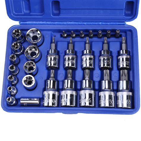 29pcs Household Tool Sets Torx Star Socket Set Bit Torx Female Male E ...