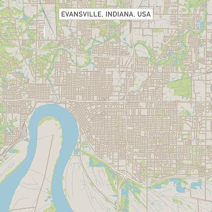 Evansville Indiana Us City Street Map Stock Illustration - Download ...