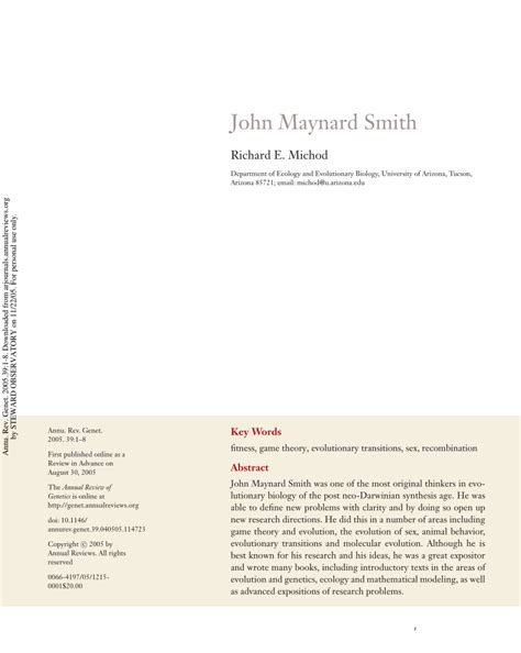 (PDF) John Maynard Smith