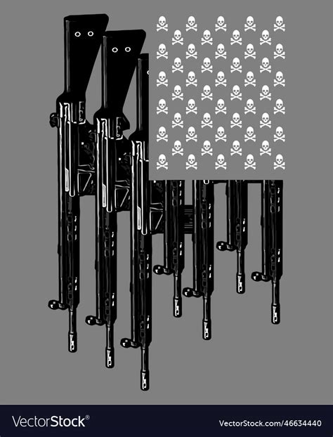 American flag made of guns Royalty Free Vector Image