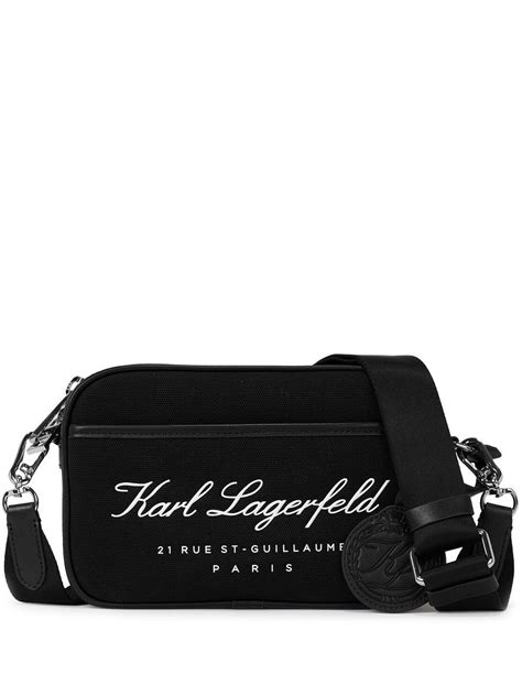 Karl Lagerfeld Embossed-logo Crossbody Bag In Black | ModeSens