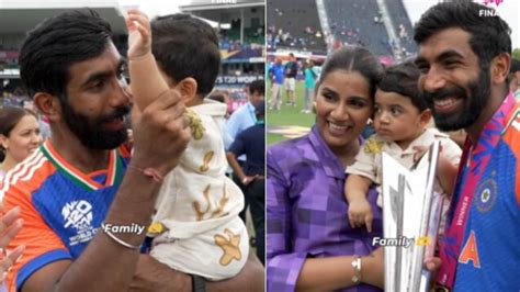 Jasprit Bumrah, Sanjana Ganesan's adorable moment with son steals the show post T20 World Cup ...