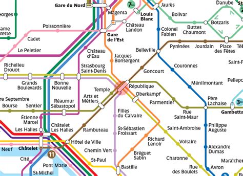 Republique station map - Paris Metro