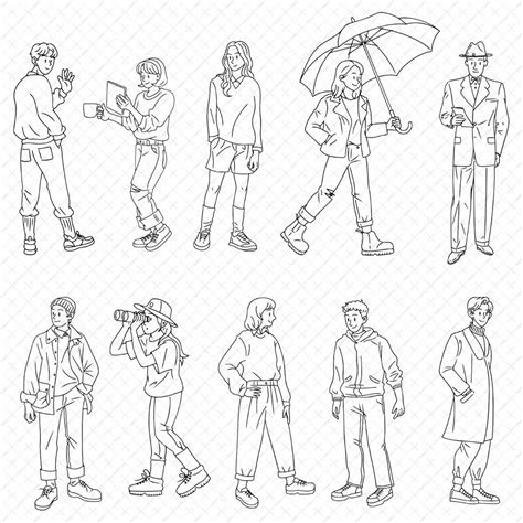 Flat Vector B&W Standing People – Toffu Co