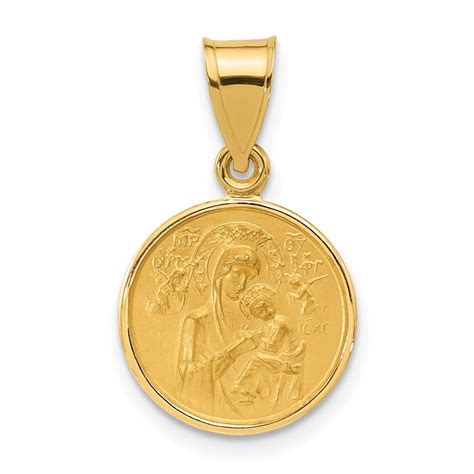 14K Yellow Gold Our Lady of Perpetual Help Medal - 21.3 mm