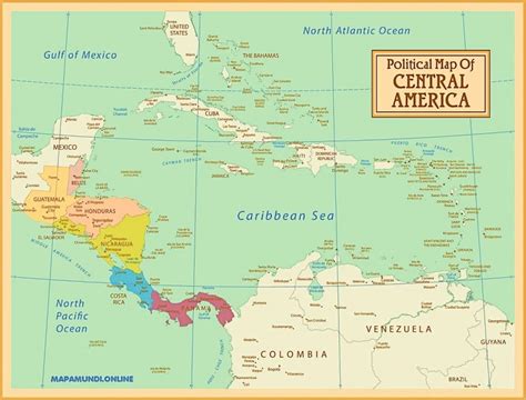 Mapa de Centroamérica | América Central | Político | Físico | Para Imprimir