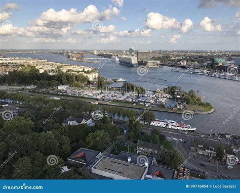 Amsterdam View from Adam Tower Editorial Stock Image - Image of estuary, channel: 99716854