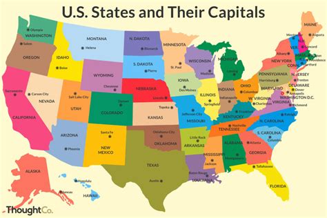 The Capitals Of The 50 US States – Printable Map of The United States