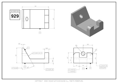 Autocad Drawing, Technical Drawing, Isometric Drawing Exercises, Mechanical Engineering Design ...