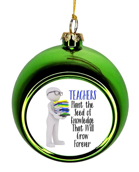 Teacher Ornament Teacher Gift Ornament Christmas DÃ©cor Hanging Christmas Ornaments Green ...