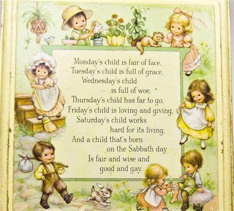 Vintage Nursery Plaque Mondays Child Wall Hanging | Kids poems, Mondays child poem, Monday's child