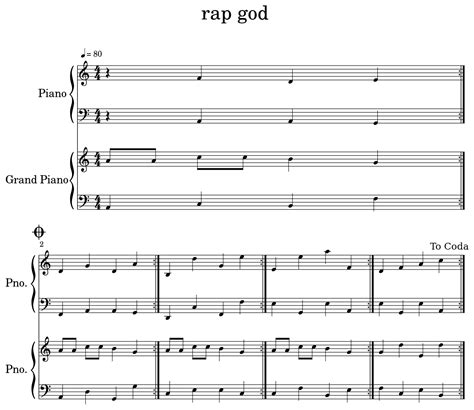 rap god - Sheet music for Piano