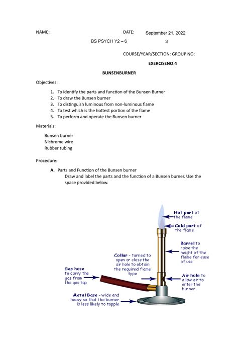 Bunsen- Burner- Experiment - NAME: DATE: COURSE/YEAR/SECTION: GROUP NO: EXERCISENO. 4 ...