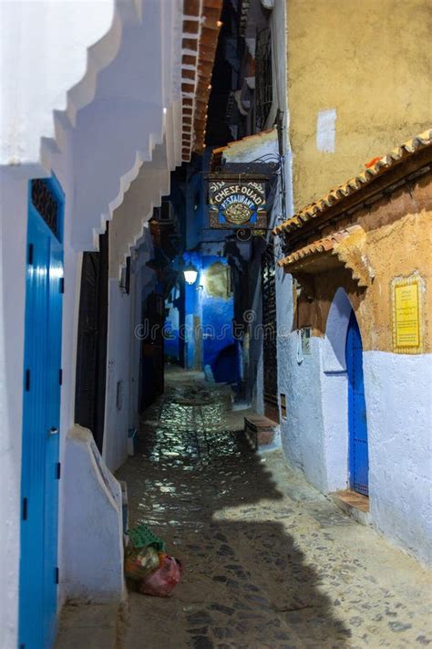 Alleys of the Blue City Chefchaouen by Night Editorial Stock Photo - Image of historic, famous ...