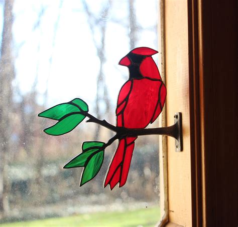 Cardinal Stained Glass Ornament - Glass Designs