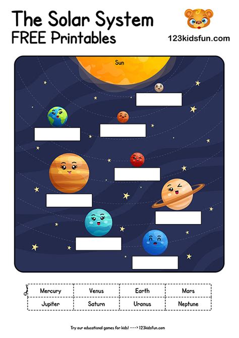 Solar System Worksheets for Kids | 123 Kids Fun Apps