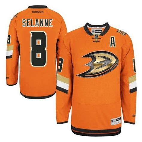 Reebok Anaheim Ducks 8 Men's Teemu Selanne Authentic Orange NHL Jersey