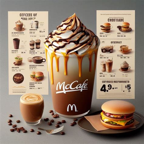 an advertisement for mcdonald's coffee with chocolate and ice cream