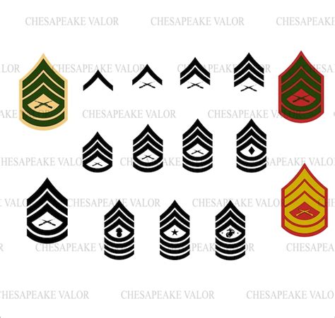 USMC Marine Corps Rank Insignia Chevrons All Colors Digital - Etsy