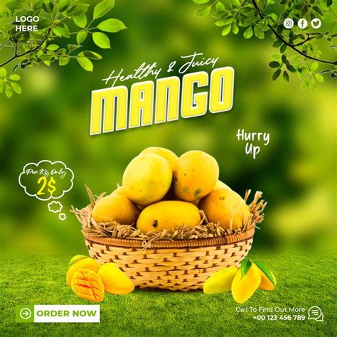 Mango Fruits Social Media Post And Instagram Banner Template Design | PSD Free Download ...