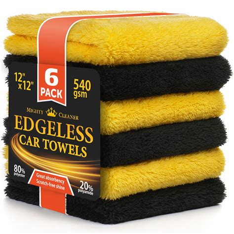 Microfiber Cleaning Cloth for Cars – 6 Pack – 540gsm Edgeless Microfiber Towel – Microfiber ...