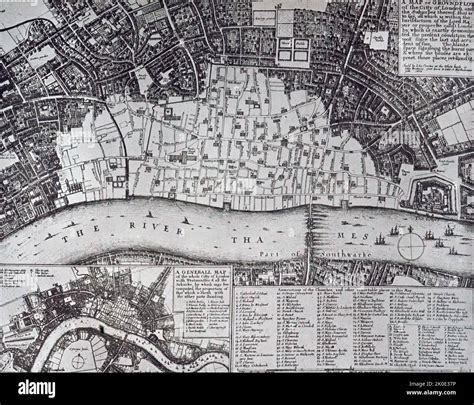 Hollars map of London, 1666, showing the area devasted by the Great Fire of London Stock Photo ...