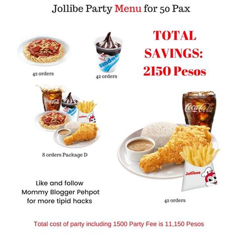 Jollibee Party Package Price List