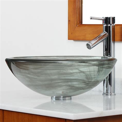 Elite Double Layered Tempered Glass Bowl Vessel Bathroom Sink & Reviews | Wayfair