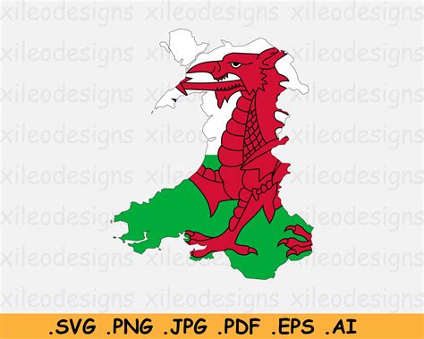 Wales Flag Map SVG Welsh Cricut Cut File United Kingdom - Etsy Australia