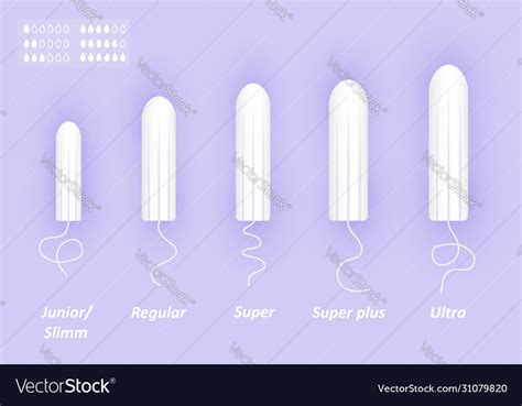 Feminine tampons set different sizes cotton Vector Image