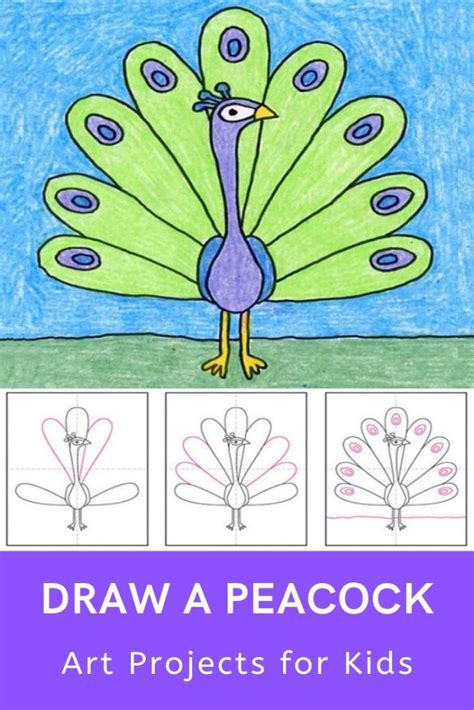 peacock Art Drawing For Kids - Ivette Landro