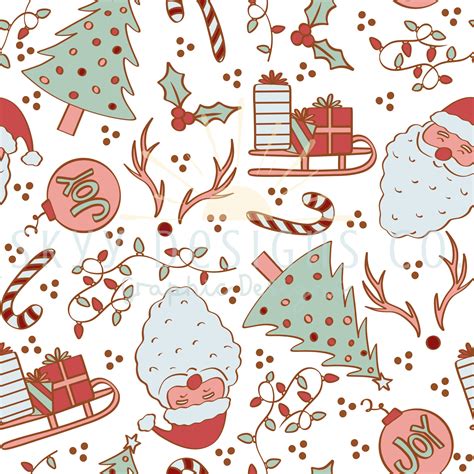 Muted Christmas Santa Digital Seamless Pattern for Fabrics and | Etsy