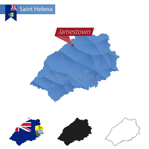 Saint Helena Blue Low Poly Map with Capital Jamestown Stock Vector ...