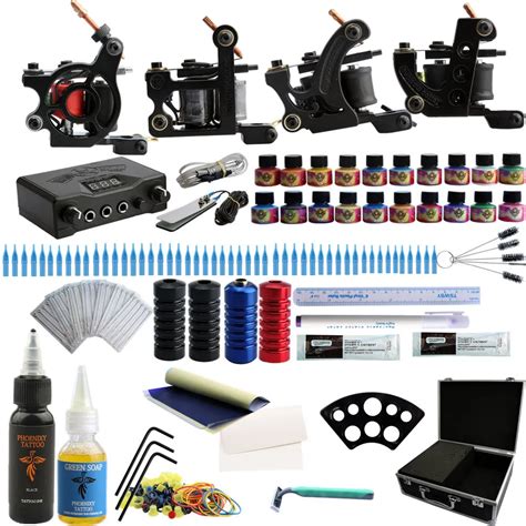 Professional Complete Tattoo Kit 4 Tattoo Machine Set with 20 Colors ...