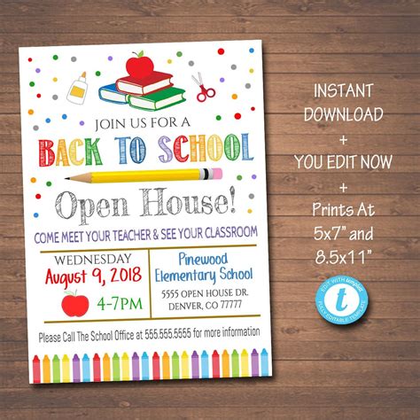 EDITABLE School Open House Flyer Printable PTA PTO Flyer - Etsy ...