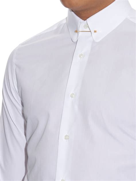 Brioni Pin-collar Slim-fit Cotton Shirt in White for Men - Lyst