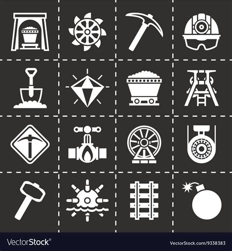 Mining icon set Royalty Free Vector Image - VectorStock