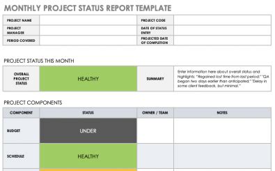 Monthly Project Status Report Template | Excel Templates